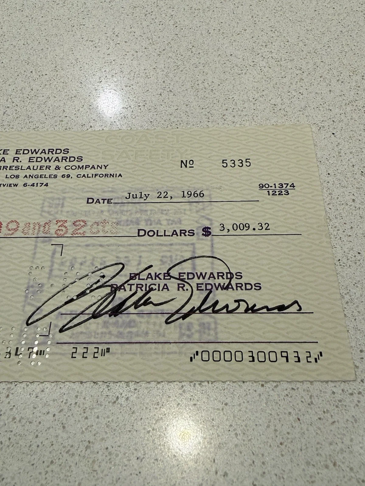 Blake Edwards Signed 1966 Bank Check – Autograph – Pink Panther - Hollywood, image 5