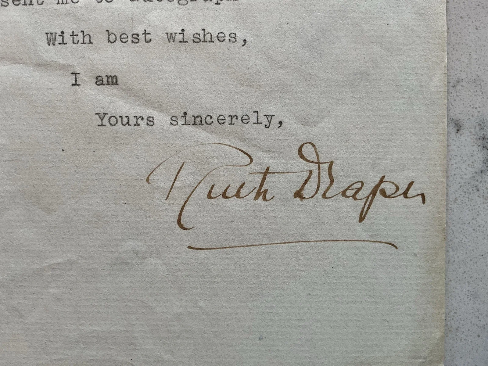 RUTH DRAPER SIGNED TLS AUTOGRAPHED LETTER NOTE THEATER ACTRESS 1946, image 2