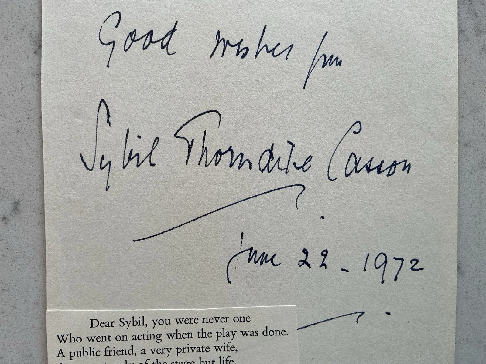 SYBIL THORNDIKE CASSON SIGNED ALS AUTOGRAPHED LETTER NOTE THEATER ACTRESS 1972, изображение 2