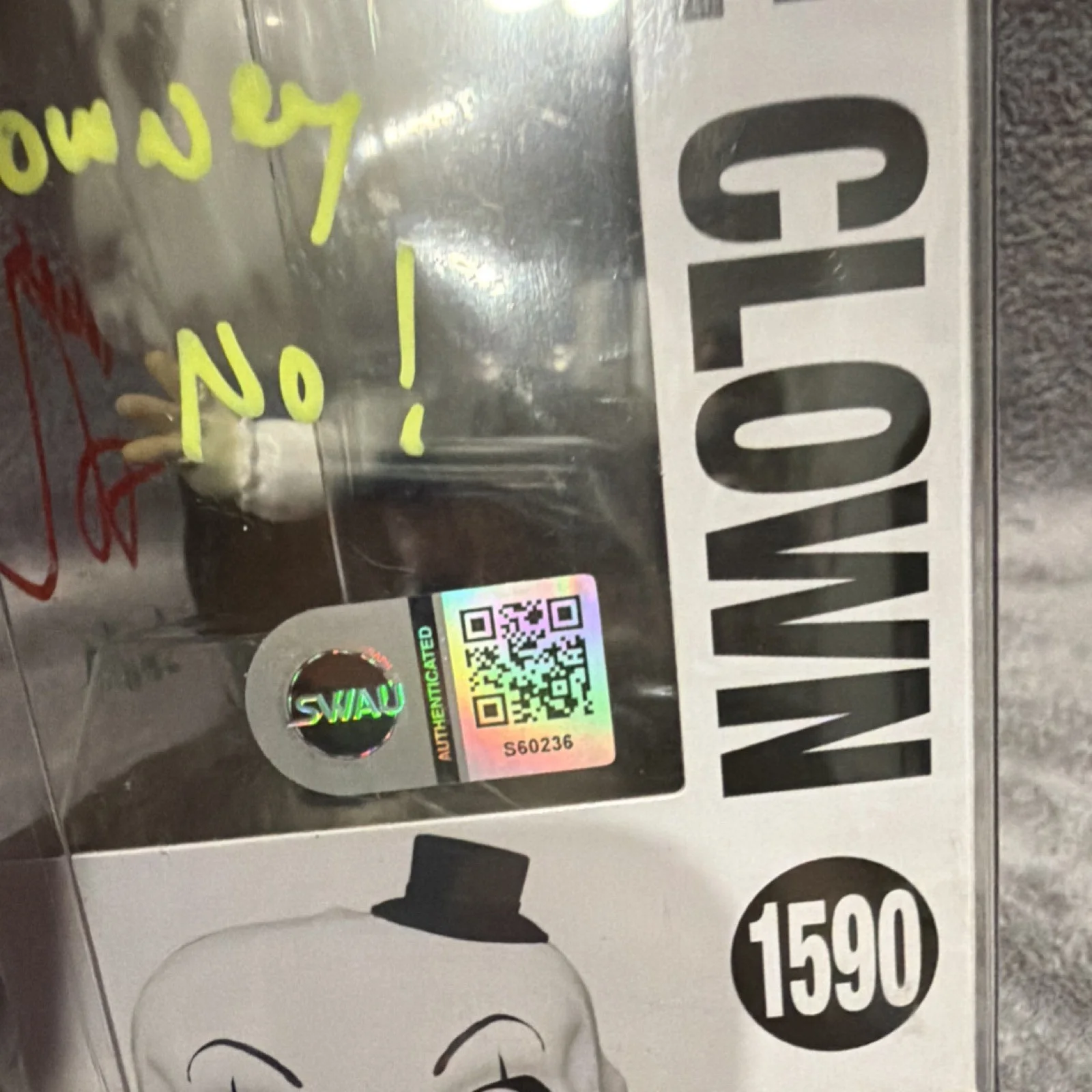 Sauthn — Funko Pop Terrifier Art the Clown SWAU Authenticated Autographed, image 3