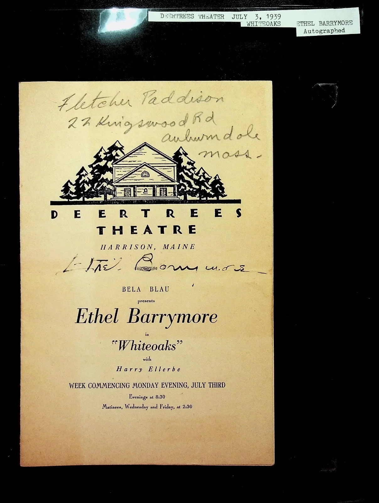 Multiple — Ethel Barrymore & Tallulah Bankhead Signed Deertrees Theatre Archive (1939–40), изображение 2