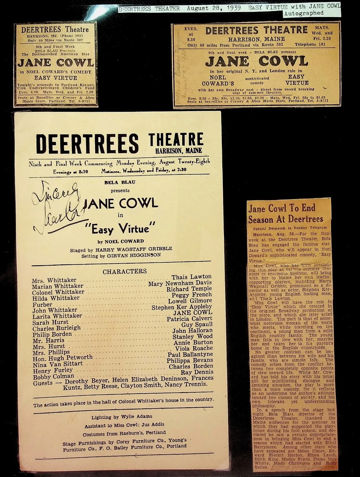 Multiple — Ethel Barrymore & Tallulah Bankhead Signed Deertrees Theatre Archive (1939–40), изображение 5