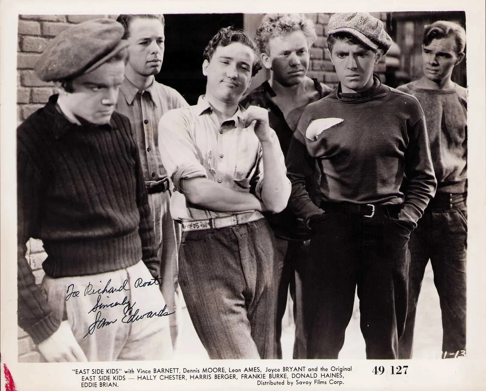Sam Edwards — Signed Sam Edwards 1949 Movie Still "East Side Kids" Autographed Photo W/COA