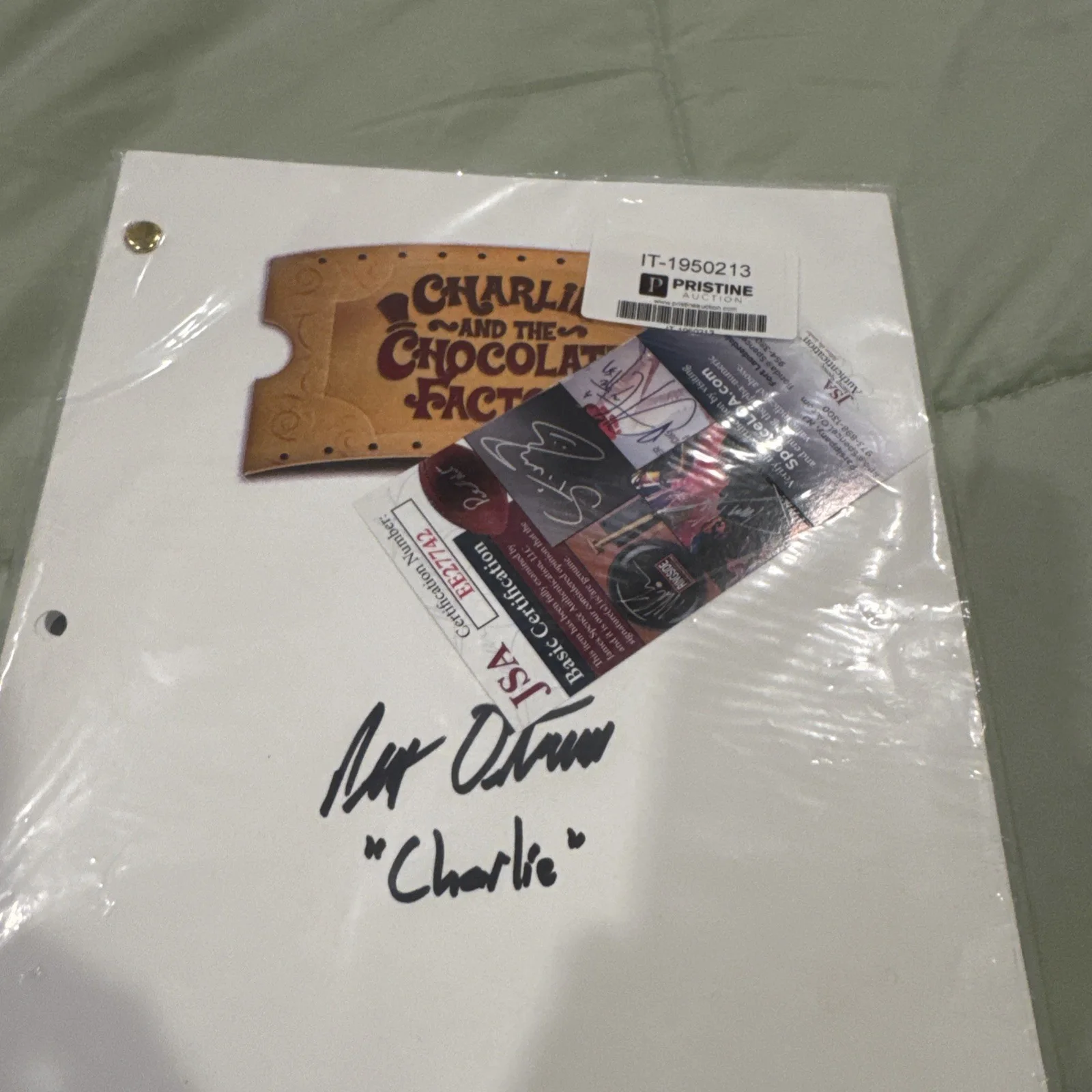 Charlie Bucket Peter Ostrum — Peter Ostrum Signed "Charlie and the Chocolate Factory" Script Signed Charlie, image 3