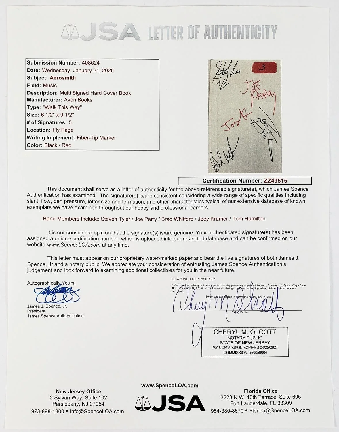 Aerosmith Signed Book Entire Band Tyler-Perry-Whitford-Kramer-Hamilton *JSA LOA*, изображение 3