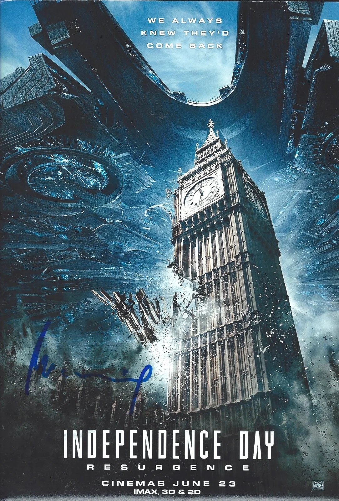 Roland Emmerich — Director Roland Emmerich signed Independence Day Resurgence 8x12 photo. Proof