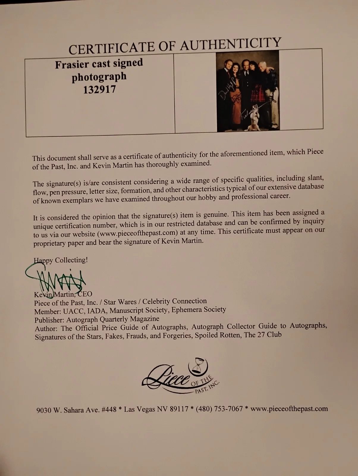 Kelsey Grammer/Jane Leeves/John Mahoney/Peri Gilpin/David Hyde Pi — Frasier Cast Signed Photo Grammer/ Pierce / Mahoney/ Gilpin/ Leeves/ W/COA, image 2