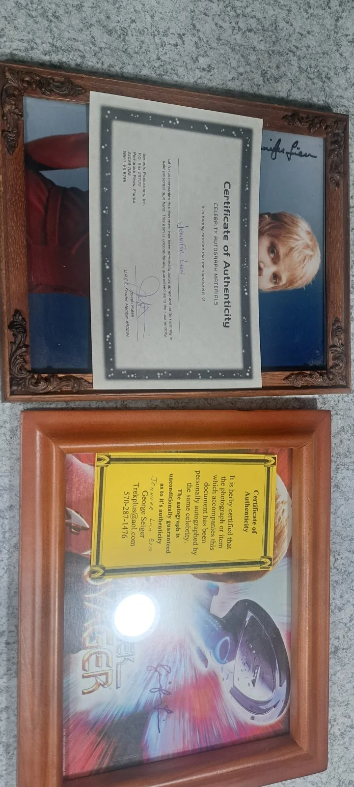 Jennifer Lien — Pair (2) Jennifer Lien Signed Photos Original Framed With COAs Star Trek Voyager, image 4