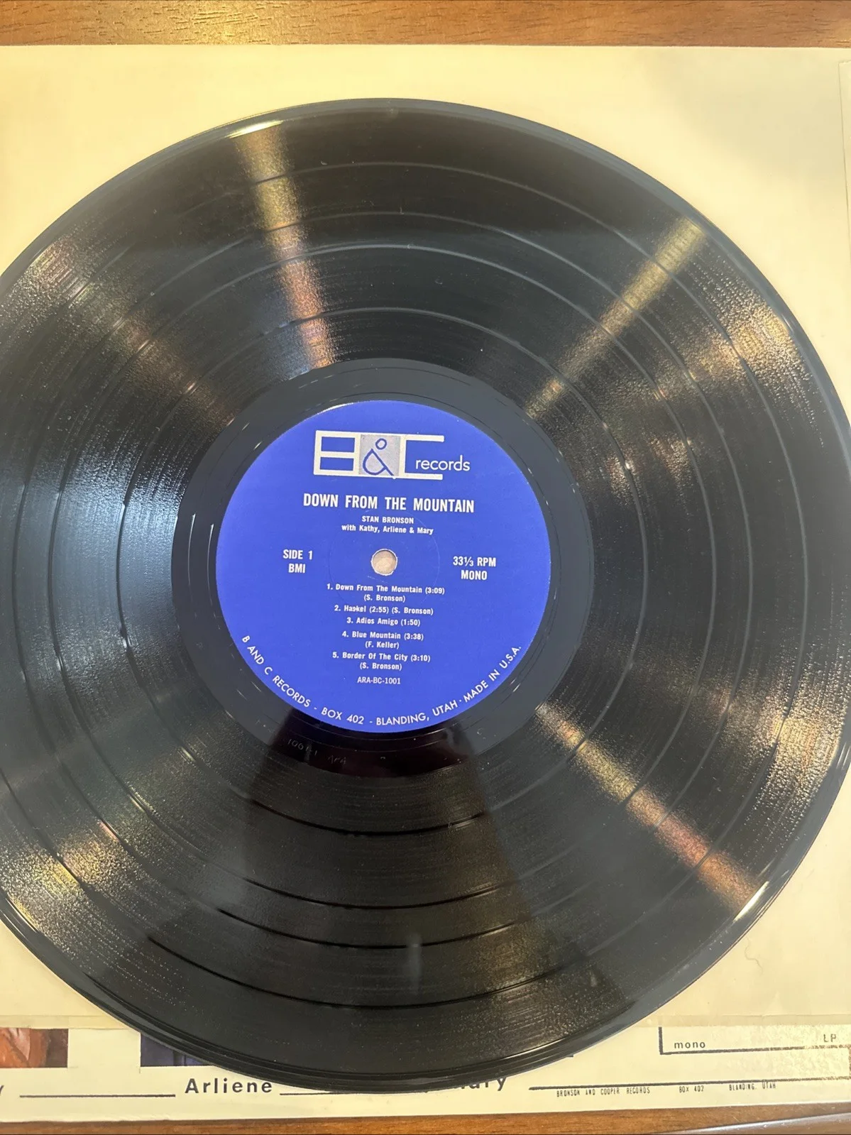 down from the Mountain Stan Bronson Signed Autographed vinyl L Lp Record Album, изображение 3