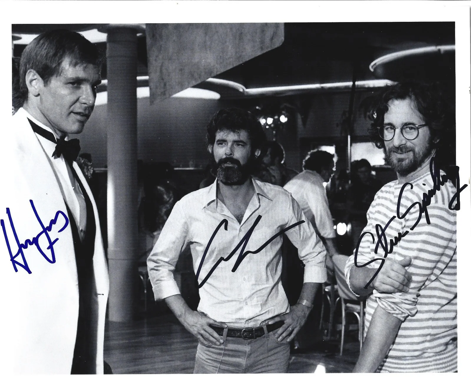 Harrison Ford, George Lucas, Steven Spielberg — Harrison Ford, George Lucas, Steven Spielberg - Triple Signed 8x10 Photo w/ COA