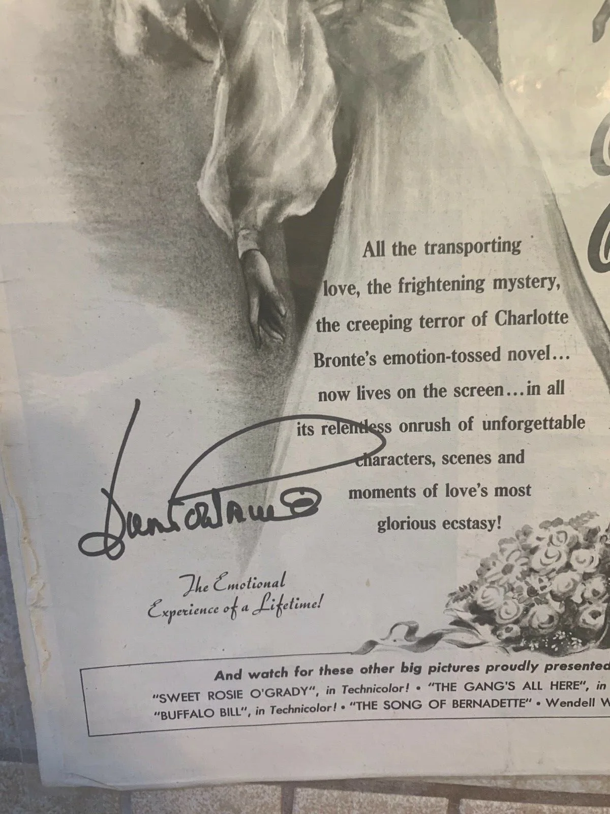 JOAN FONTAINE signed autograph photo 11x14 magazine ad JANE EYRE, изображение 2