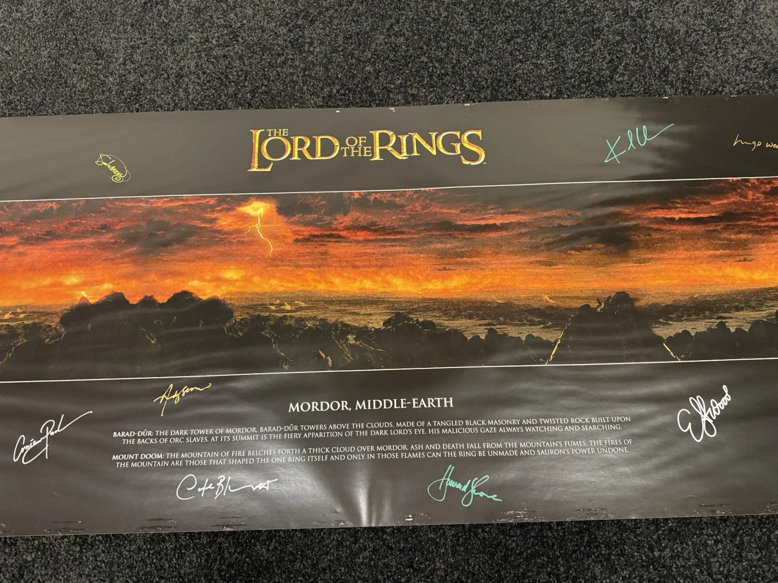 Elijah Wood, Ian Mckellan, Viggo Mortensen — RARE 2004 Lord Rings: ‘Mordor, Middle Earth’ CAST SIGNED 62x21 Poster w/ COA!, image 3