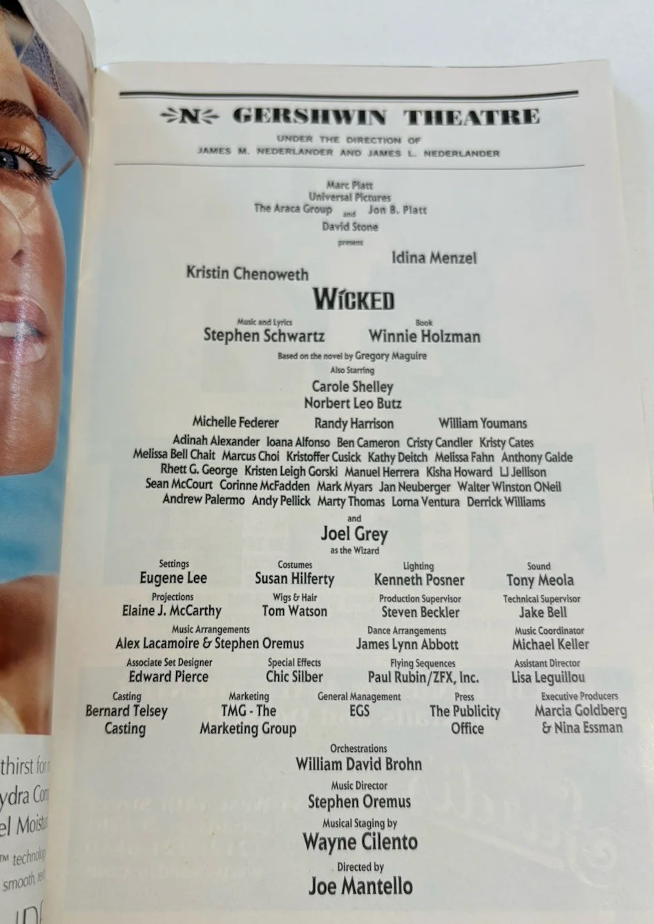 ORIGINAL cast Wicked Broadway Playbill June 2004 Chenoweth & Mendel & Grey OBC, image 2