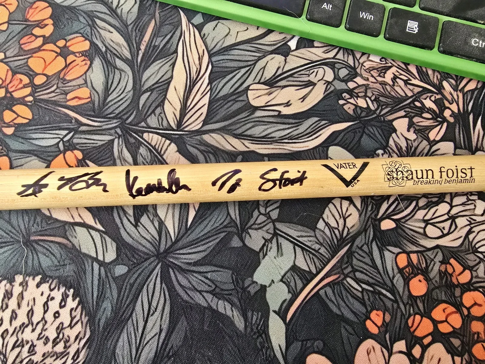 Breaking Benjamin Signed Drumstick from Tour – Entire Band Autograph, image 2
