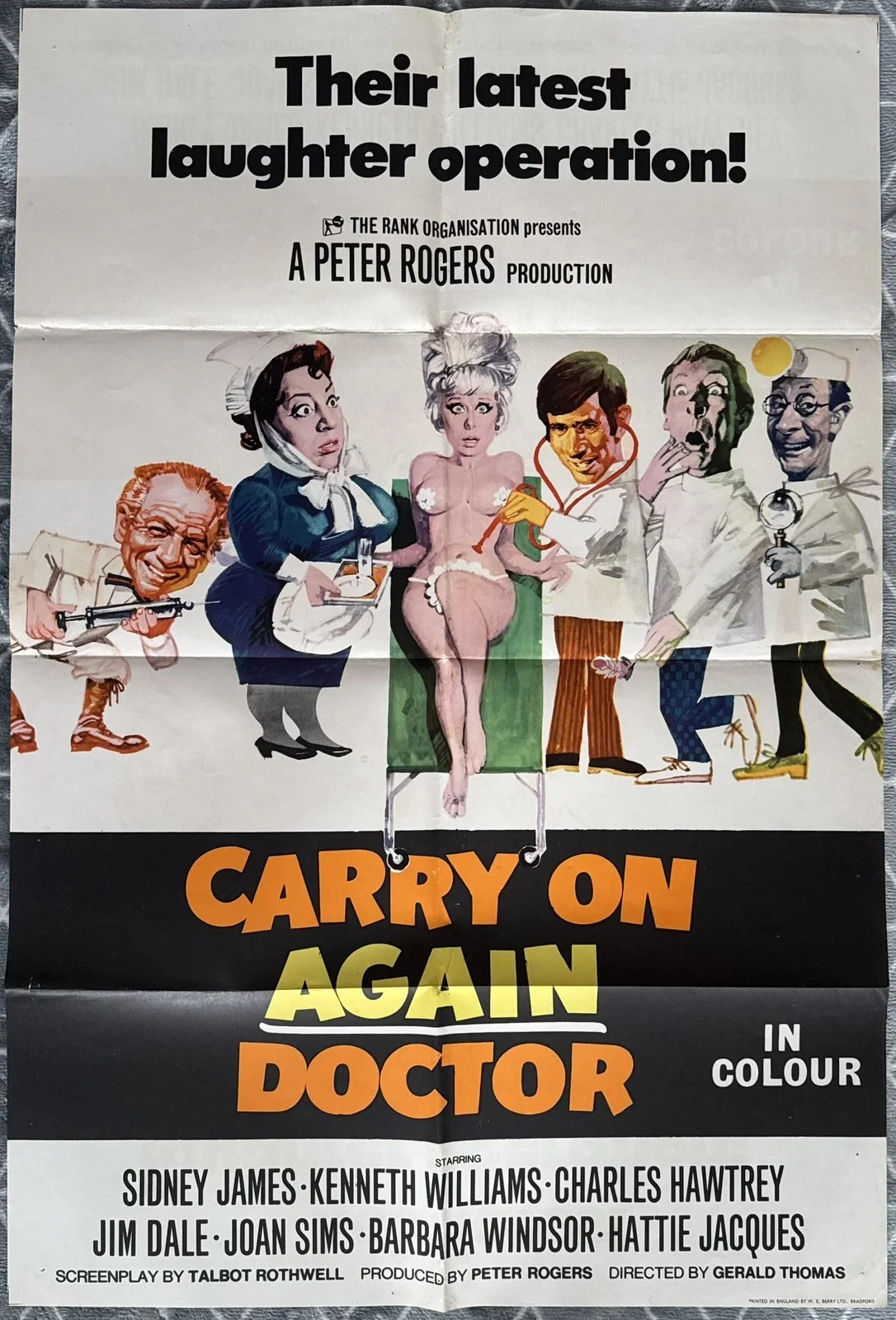 CARRY ON AGAIN DOCTOR 1969 ORIGINAL UK 1-SHEET POSTER, image 2
