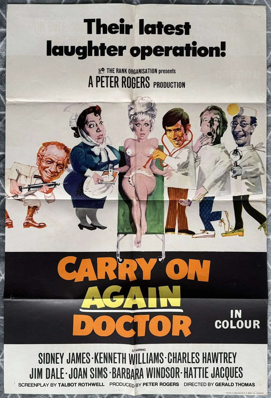 CARRY ON AGAIN DOCTOR 1969 ORIGINAL UK 1-SHEET POSTER, image 3