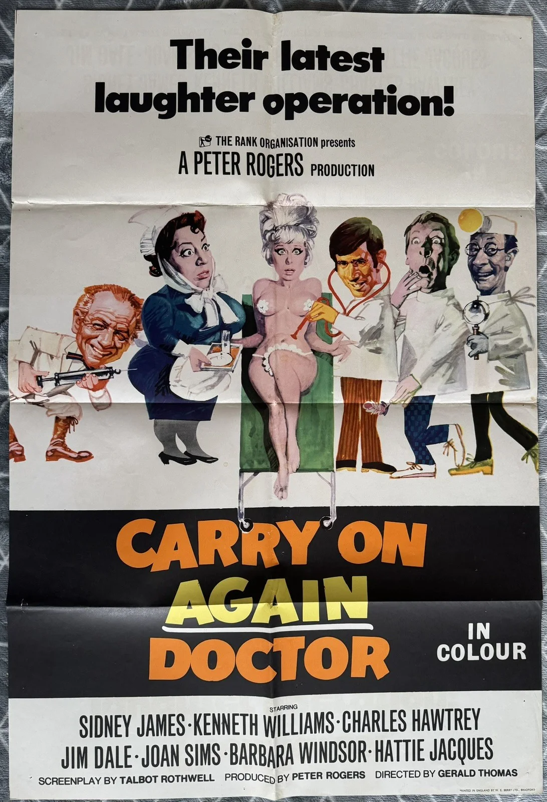 CARRY ON AGAIN DOCTOR 1969 ORIGINAL UK 1-SHEET POSTER, image 4