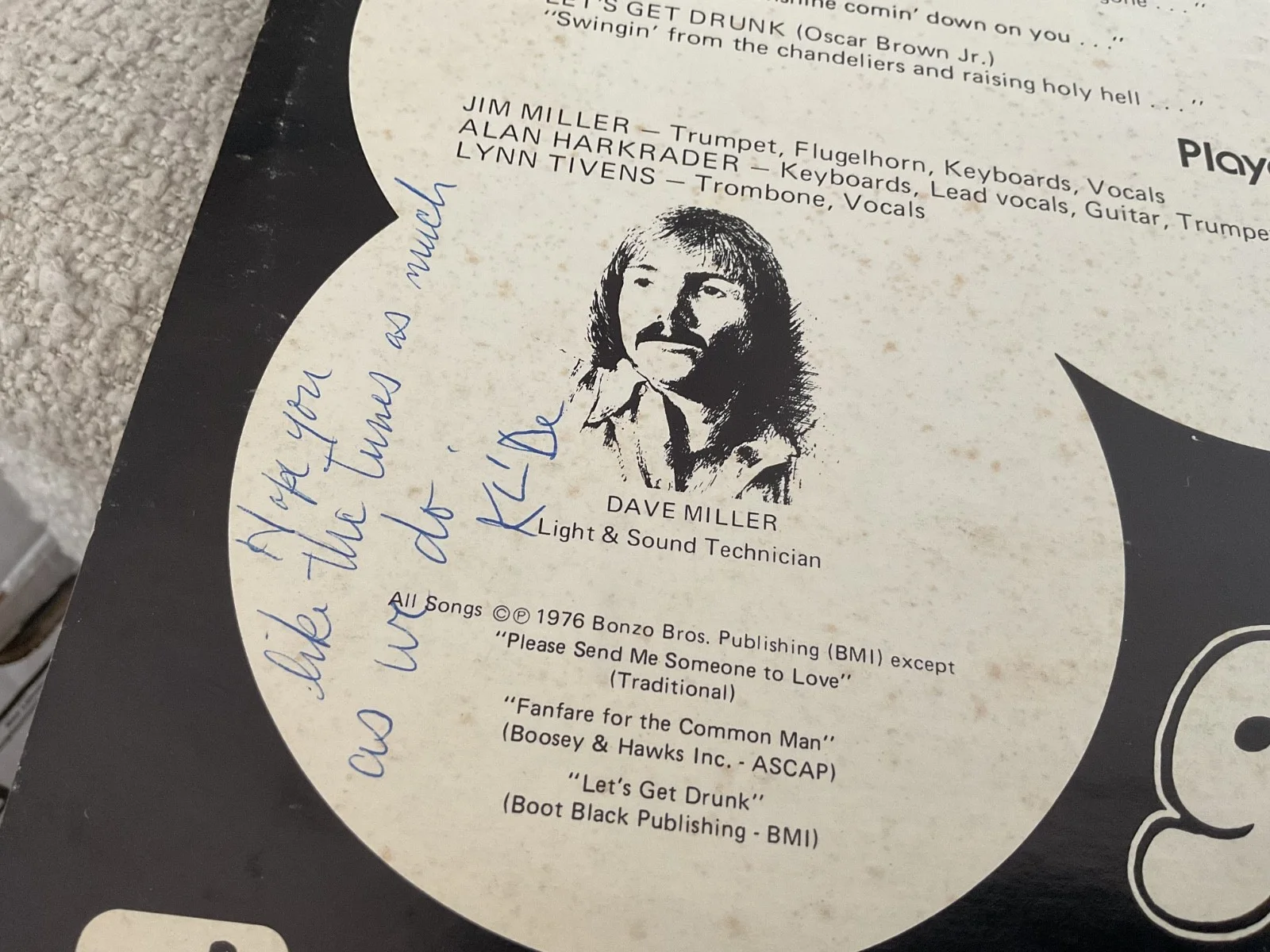 Signed The Gringos LP Cover . Rare !, image 2