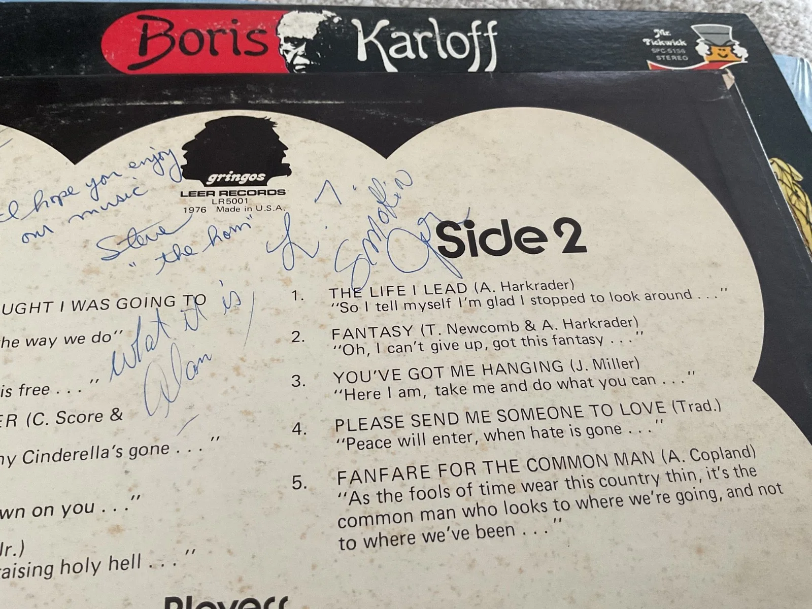 Signed The Gringos LP Cover . Rare !, image 4