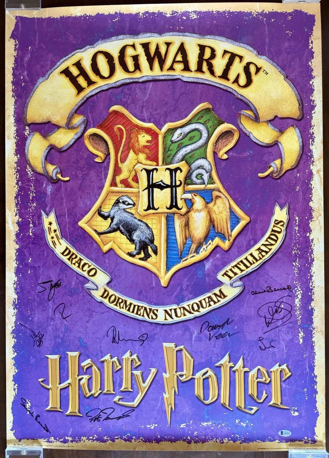 Harry Potter — Harry Potter Cast Autographed 25 1/8 x 35 3/8 Poster (10 Signatures) - BAS LOA