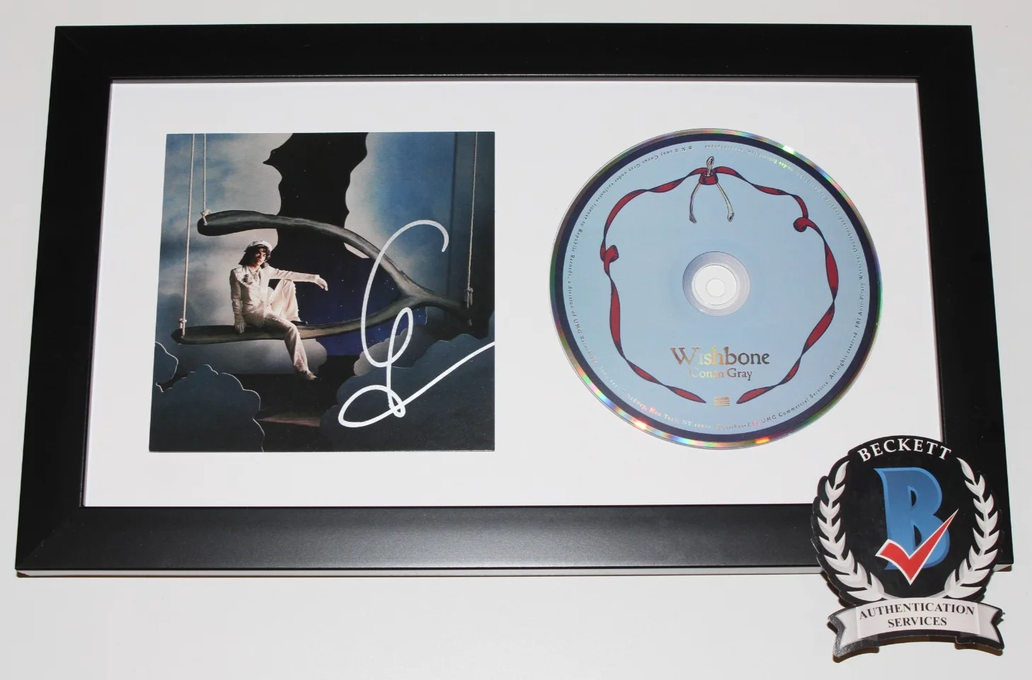SINGER CONAN GRAY SIGNED FRAMED 'WISHBONE' CD COVER BOOKLET BECKETT BAS COA, image 2
