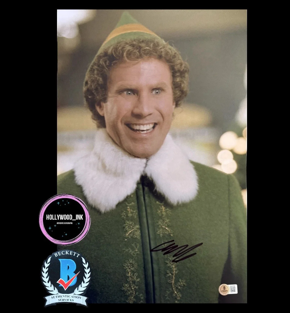 Will Ferell — WILL FERRELL “ELF” SIGNED AUTOGRAPH 12x18 MOVIE PHOTO BECKETT COA