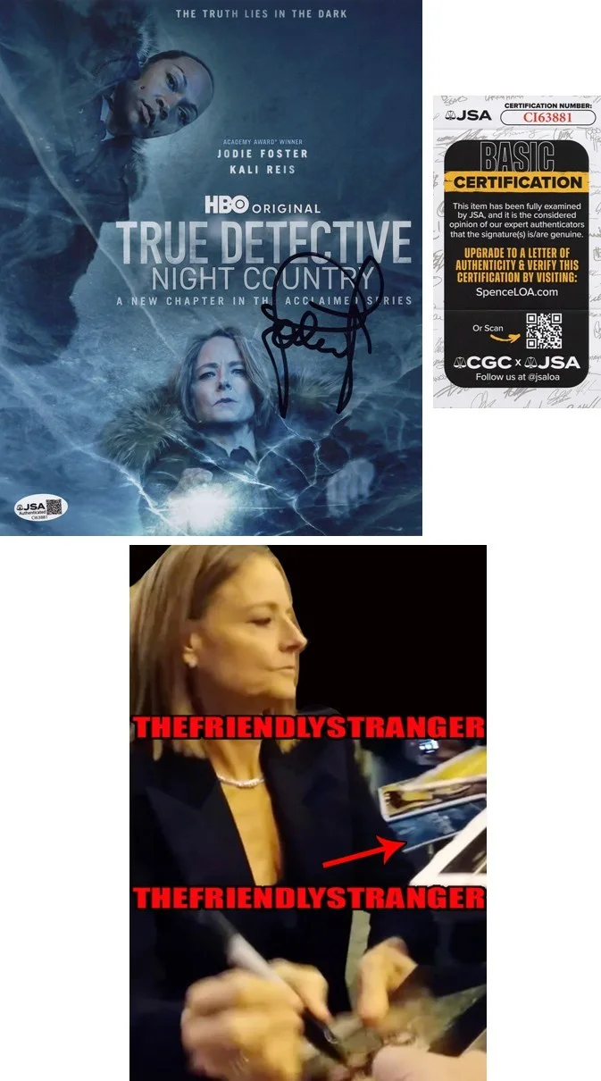 JODIE FOSTER — Jodie Foster signed "TRUE DETECTIVE" 8x10 Photo EXCT PROOF Autograph Liz JSA COA