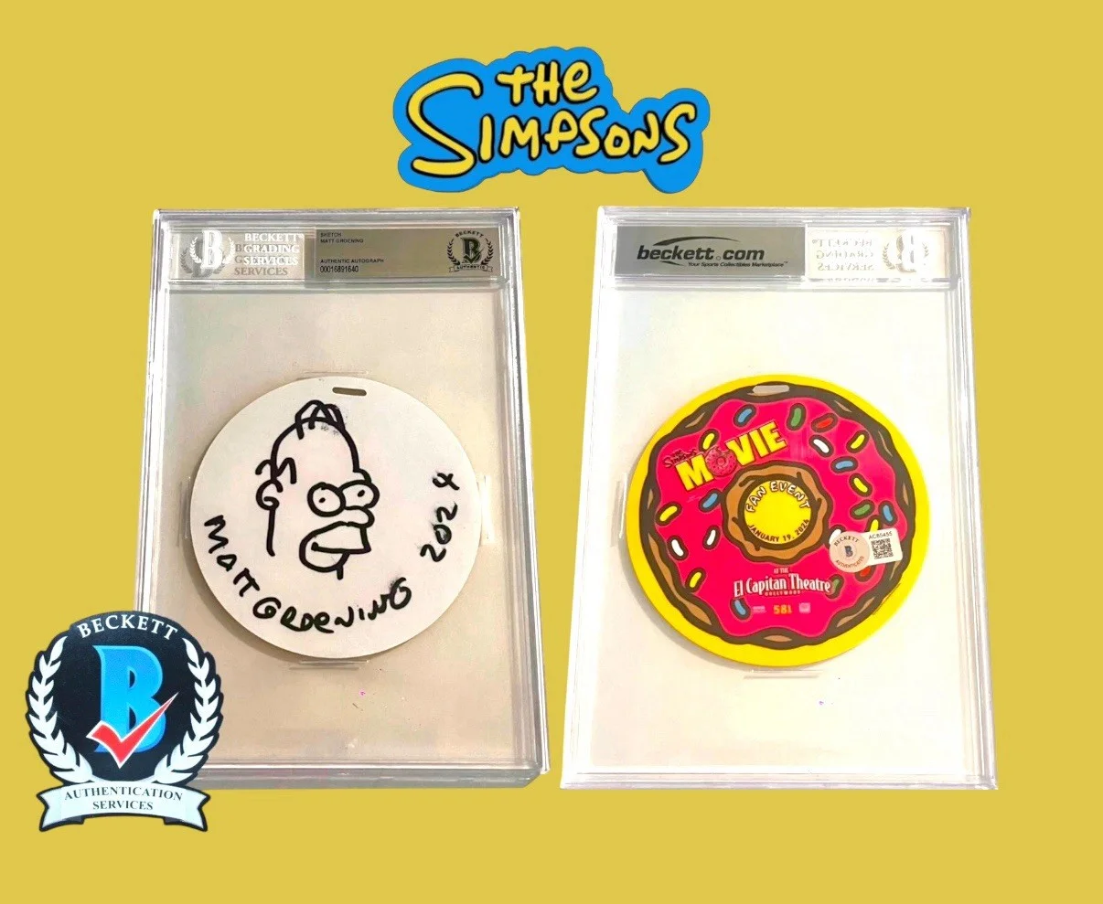 Matt Groening — MATT GROENING SIGNED AUTOGRAPH THE SIMPSONS HOMER HAND SKETCH BECKETT SLABBED, изображение 2
