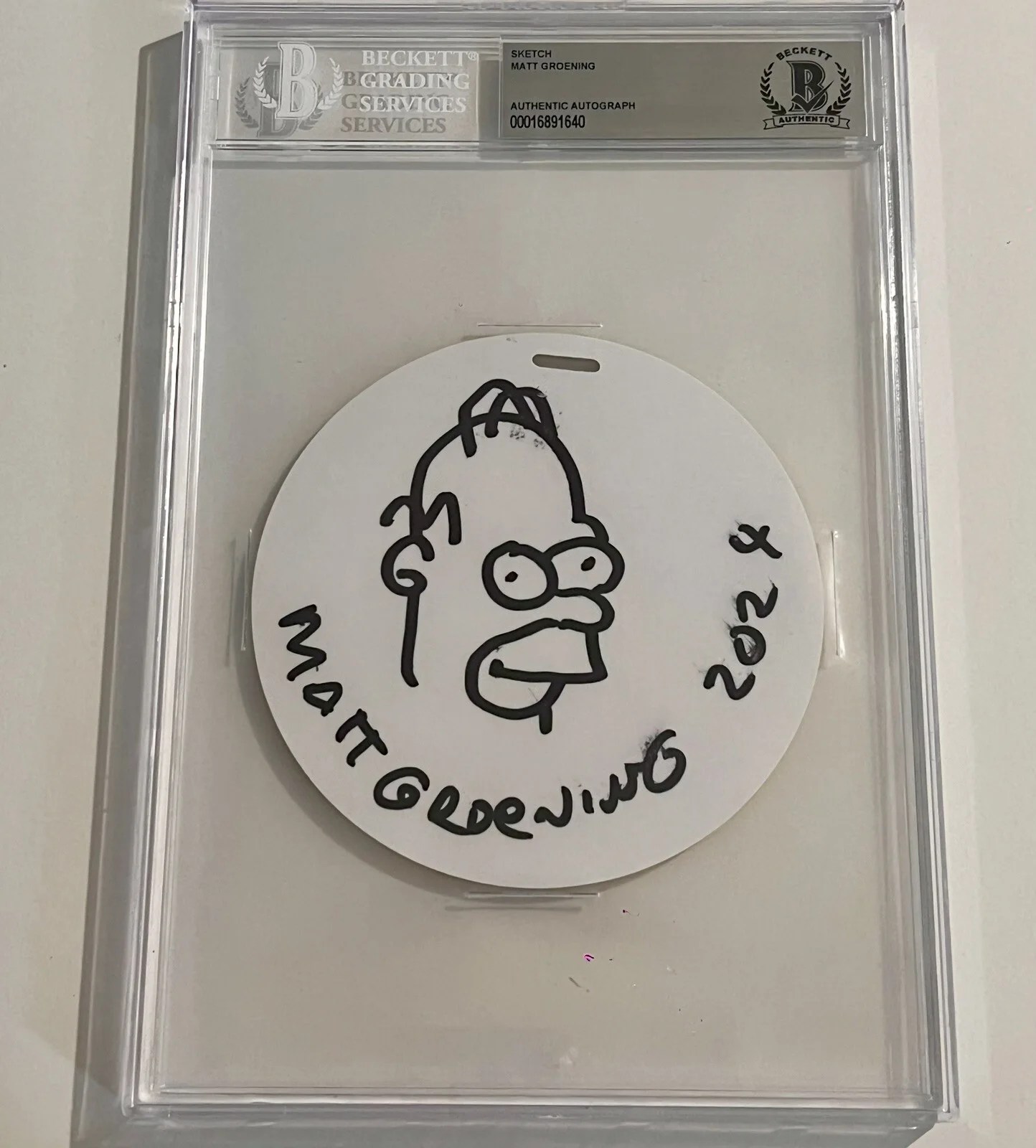 Matt Groening — MATT GROENING SIGNED AUTOGRAPH THE SIMPSONS HOMER HAND SKETCH BECKETT SLABBED, изображение 4