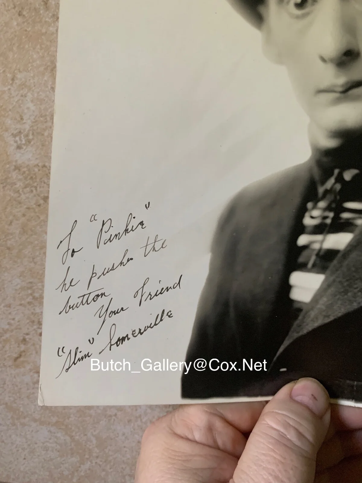 SLIM SUMMERVILLE sp signed 8x10 photo Keystone Cops actor Mack Sennett studio b, изображение 2