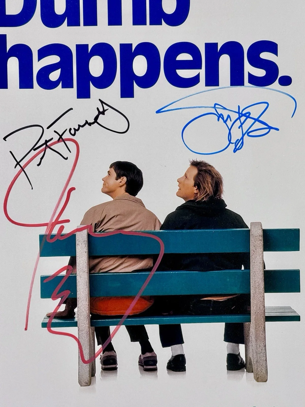 Jim Carrey, Jeff Daniels, Peter Farrelly — JIM CARREY, JEFF DANIELS+PETER F. SIGNED DUMB AND DUMBER 11x17 PHOTO BECKETT LOA, изображение 2