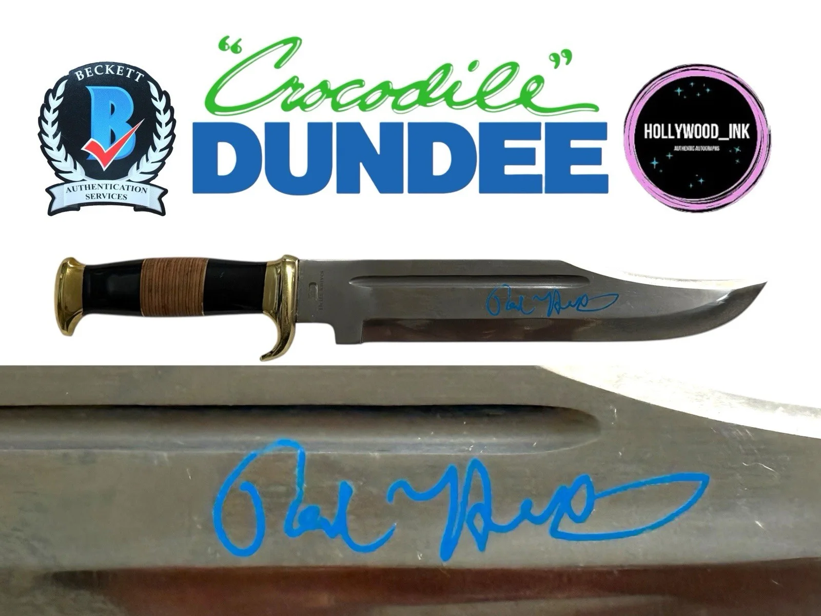 Paul Hogan — PAUL HOGAN SIGNED CROCODILE DUNDEE BOWIE 18” KNIFE AUTOGRAPH BECKETT + PROOF, изображение 2