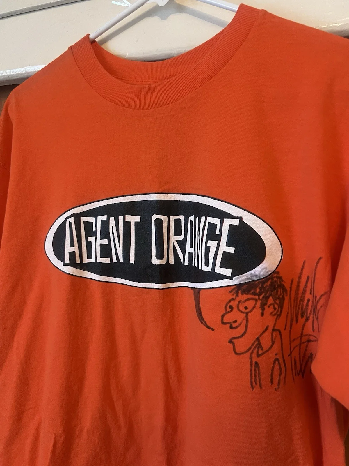 Mike Palm Signed Autographed Agent Orange T-shirt with Drawing 90’s 1999 Rare, image 2