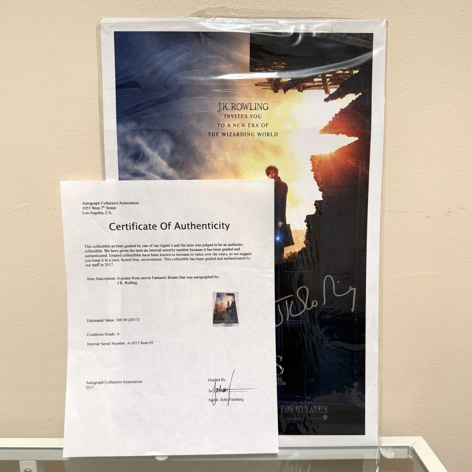 J K ROWLING Fantastic Beasts & Where To Find Them Movie Signed Promo Poster COA, изображение 2