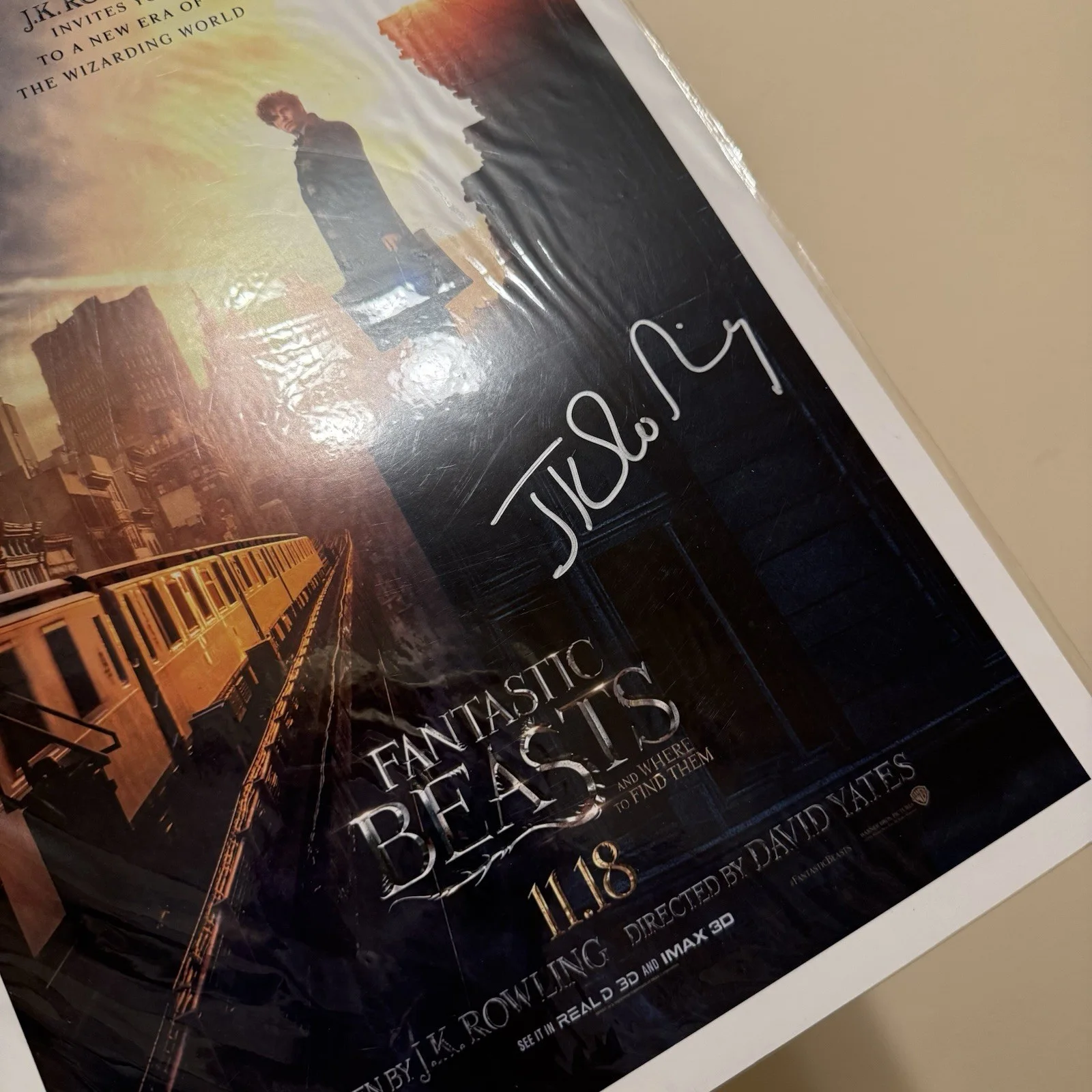J K ROWLING Fantastic Beasts & Where To Find Them Movie Signed Promo Poster COA, изображение 3