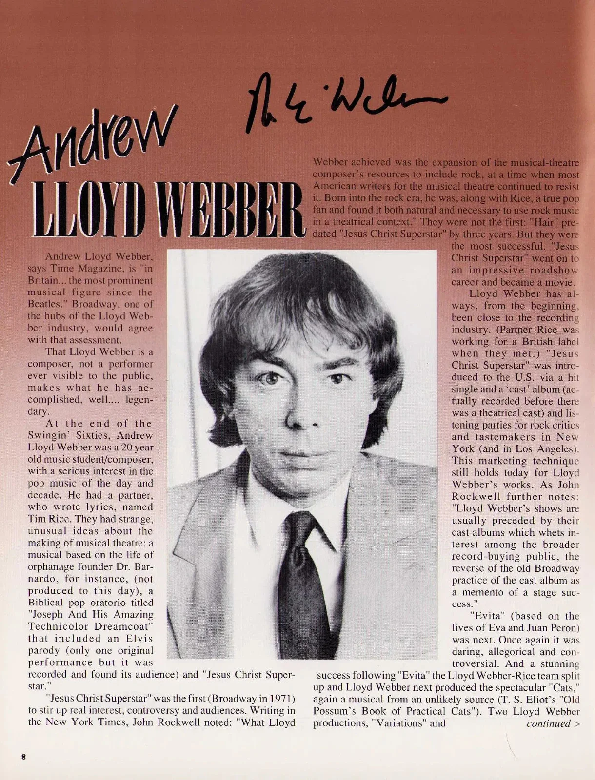 Andrew Lloyd Weber, Liza Minelli, Smokey Robinson, Willie Nels — Grammy Living Legends Program signed by legends SMOKEY-WEBER-MINELLI-NELSON p, image 2
