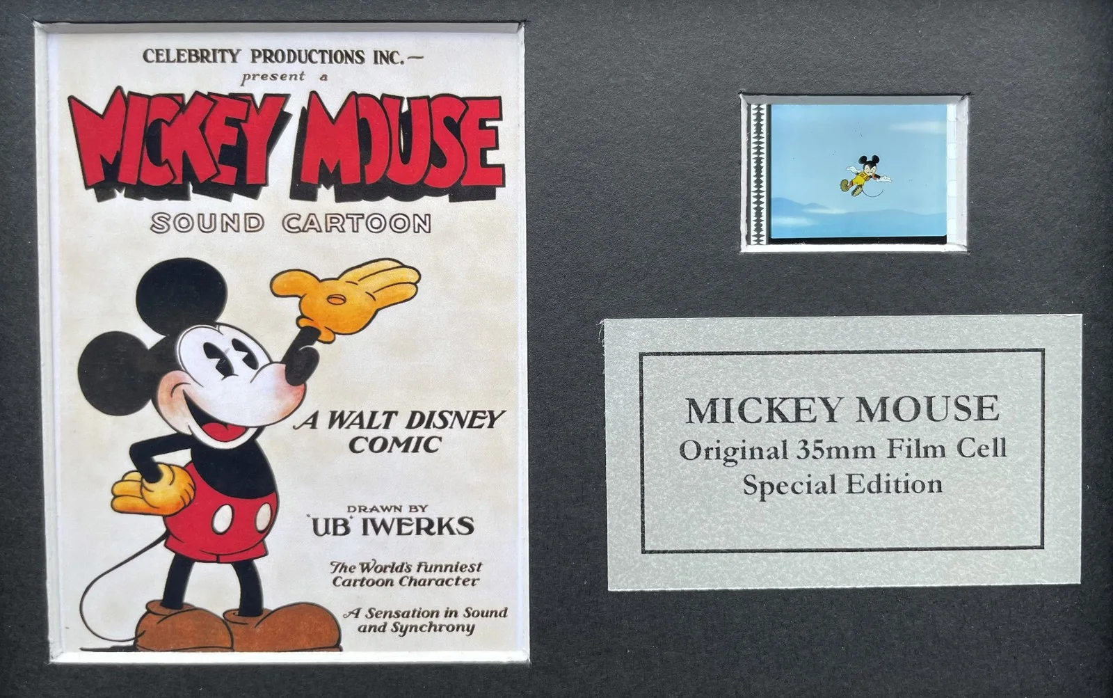 MICKEY MOUSE Original Mini 35mm Film Cells set within Quality Wood Frame + COA, image 2