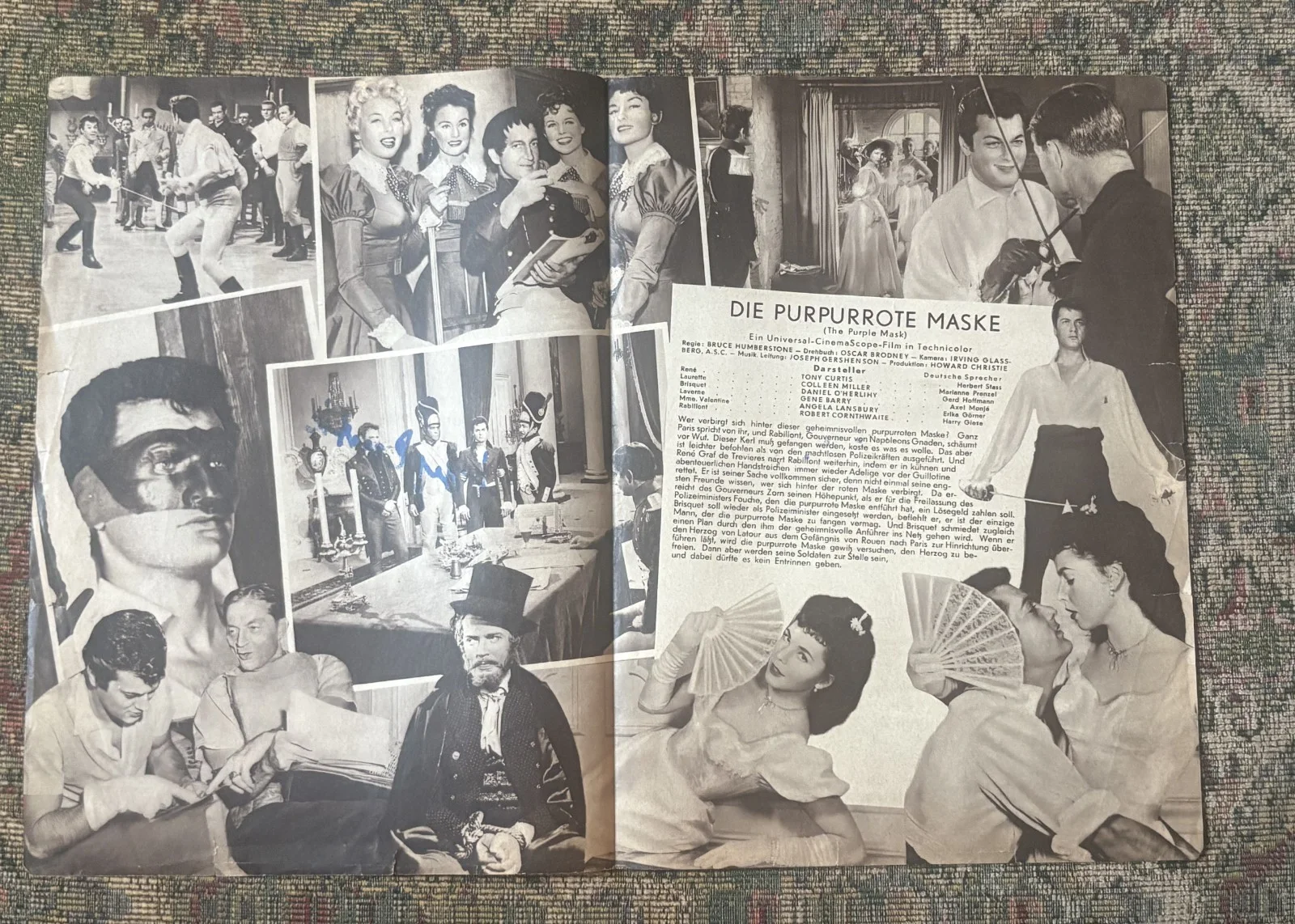 Tony Curtis — Tony Curtis SIGNED German Program, The Purple Heart, Die Purpurrote Mask, 1955!, изображение 3