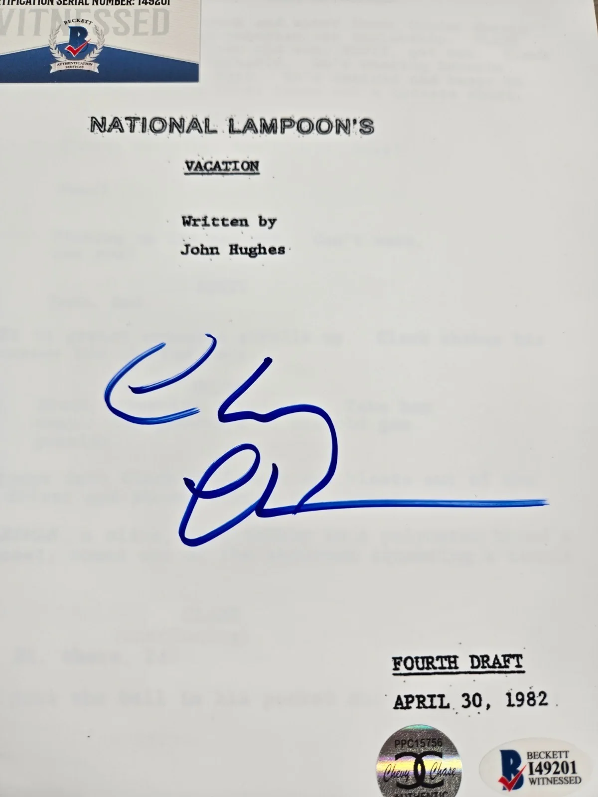 Chevy Chase Signed Autograph National Lampoon's Vacation Script Screenplay BAS, image 4