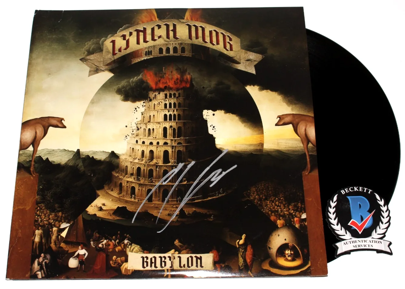 GEORGE LYNCH SIGNED LYNCH MOB 'BABYLON' ALBUM VINYL RECORD LP BECKETT BAS COA, изображение 3
