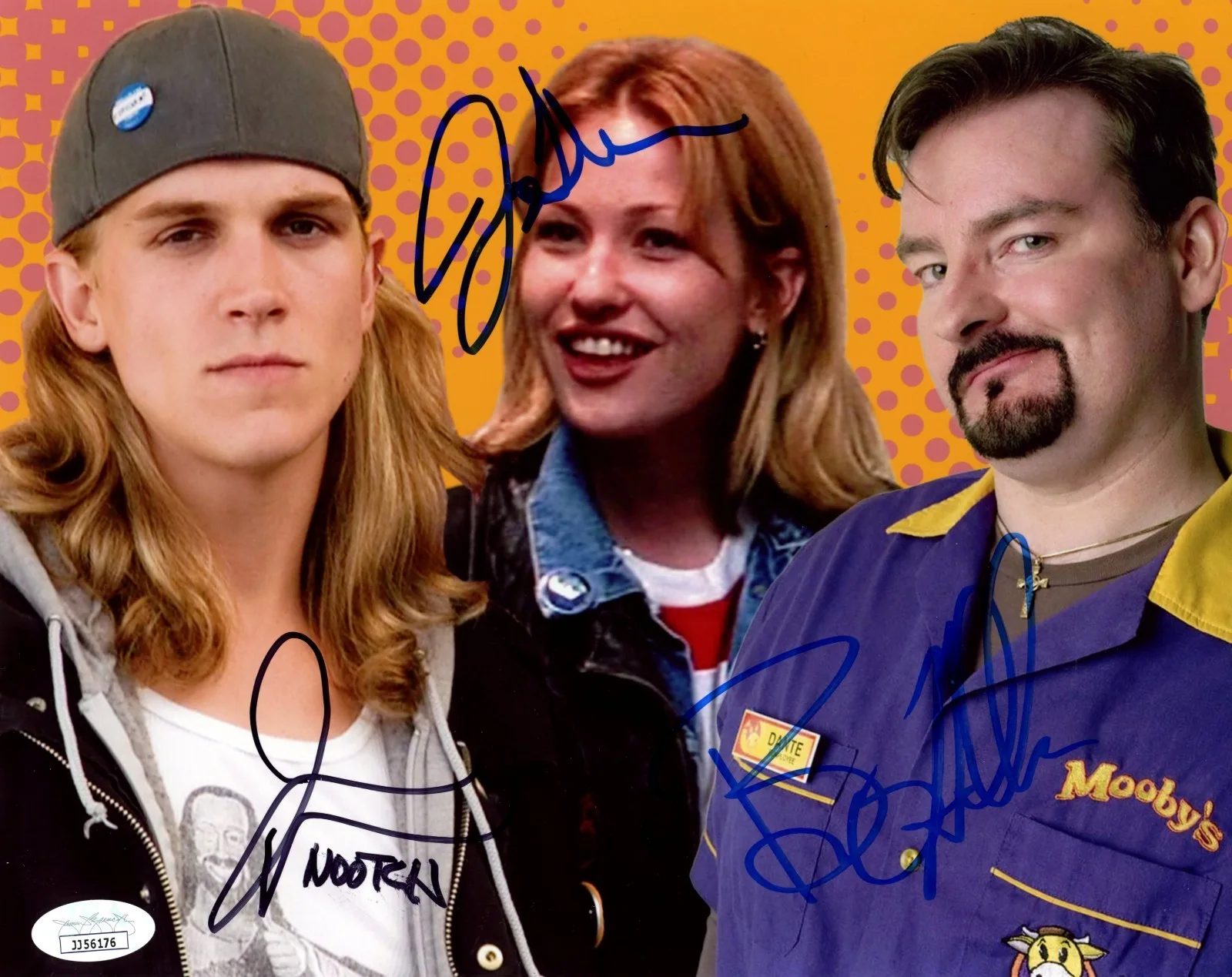 Brian O'Halloran, JOEY LAUREN ADAMS, JEFF ANDERSON — Clerks 8x10 Signed Photo Cast x3 O'Halloran, Adams, Mewes JSA Certified