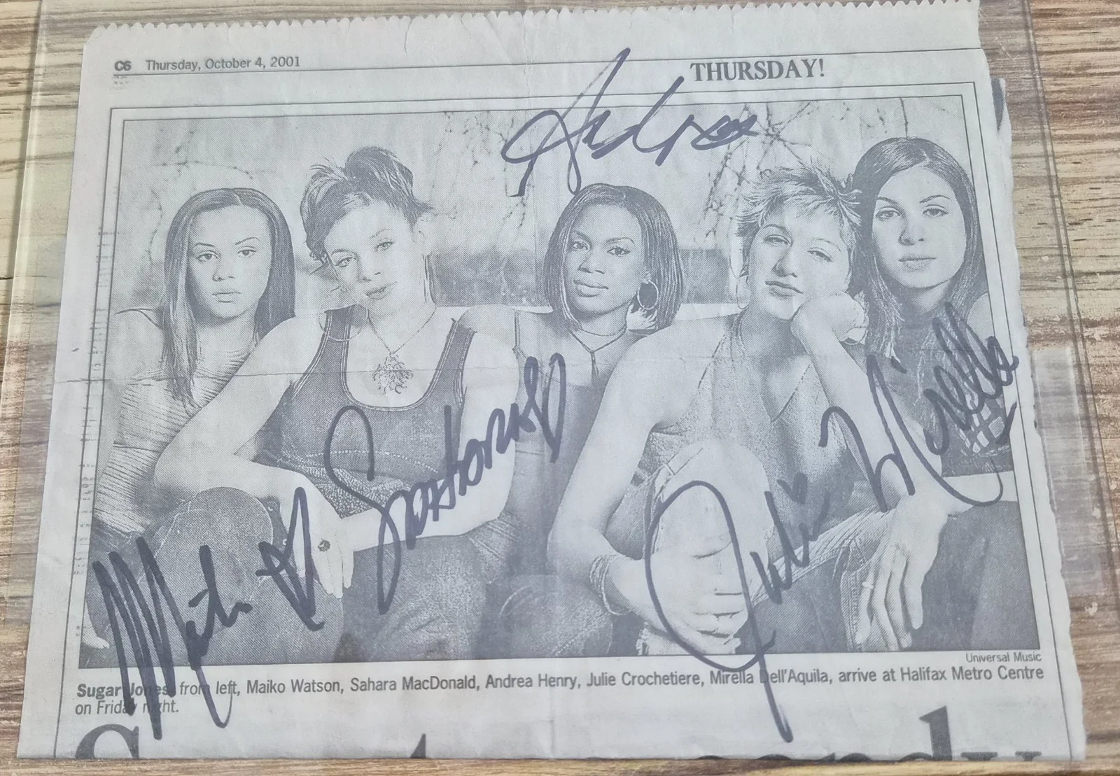 Sugar Jones All 5 Autographs Maiko Sahara Andrea Julie Mirella Dell Oct 4 2001, изображение 2