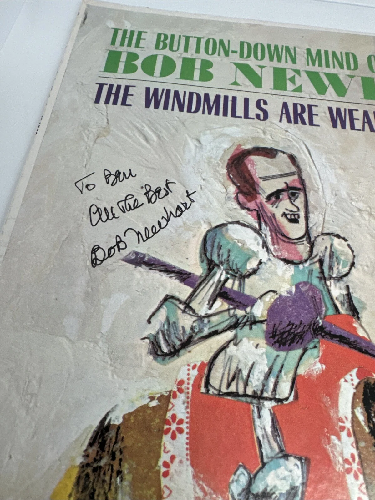Bob Newhart — BOB NEWHART SIGNED VINYL LP ButtonDown Mind AUTOGRAPH The Windmills Weakening, изображение 2
