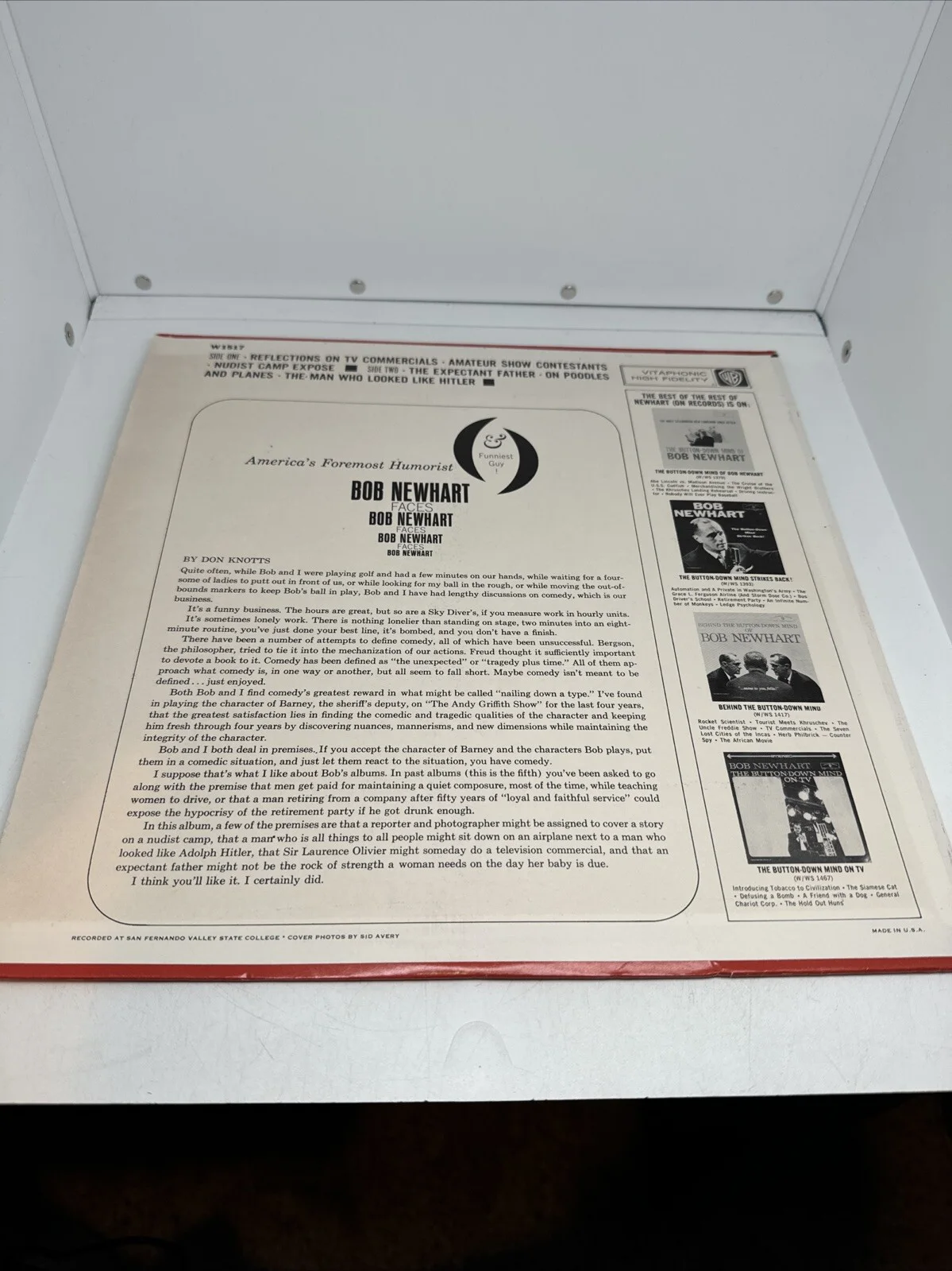 Bob Newhart — BOB NEWHART SIGNED VINYL LP AUTOGRAPH Faces W1517 Auto, image 3