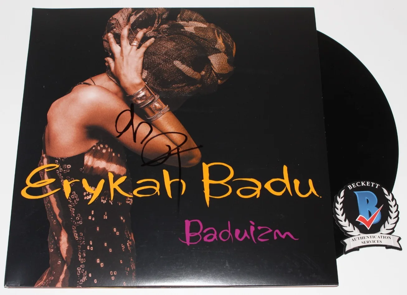 ERYKAH BADU SIGNED 'BADUIZM' R&B VINYL RECORD ALBUM LP BECKETT BAS COA, изображение 2