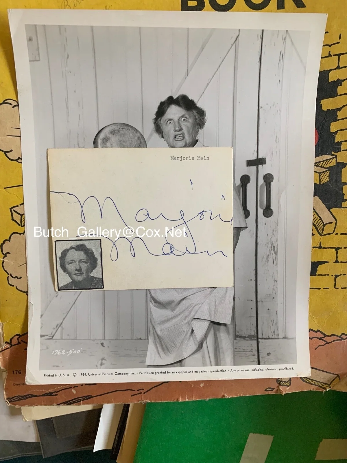 MARJORIE MAIN signed autograph with Ma Kettle original 1954 photo, изображение 2