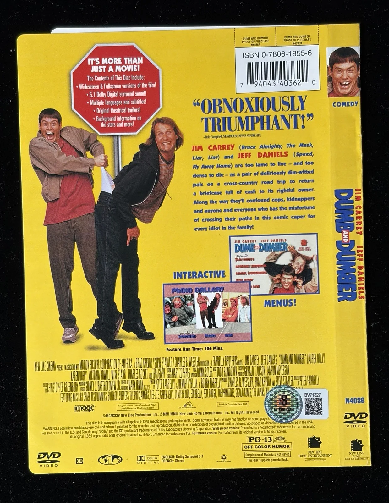 Jeff Daniels — Jeff Daniels Autographed "Dumb & Dumber" DVD Cover Beckett BAS COA, изображение 2