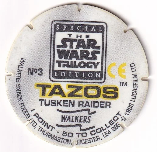 1996 WALKERS - STAR WARS TRILOGY - SINGLE TAZO No 3 TUSKEN RAIDER, image 2