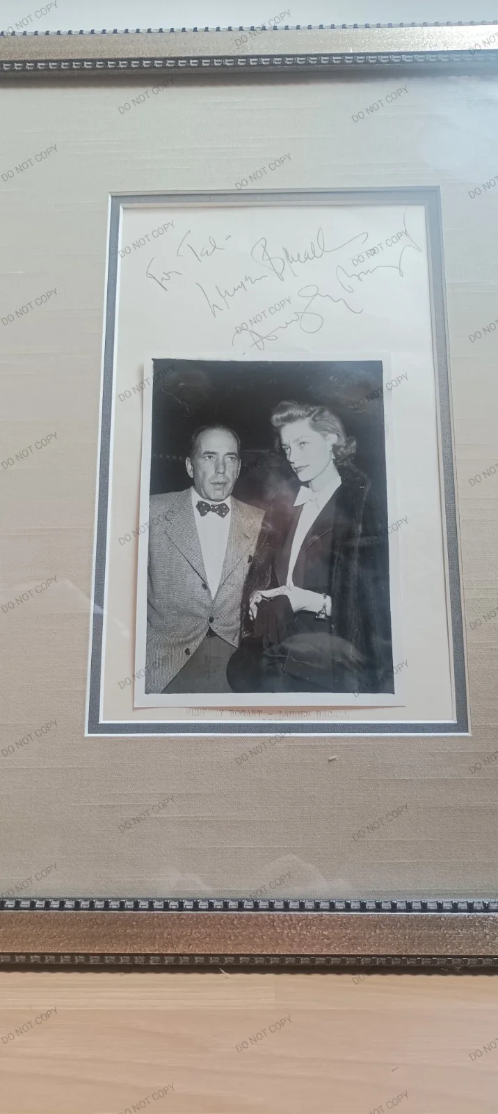 Signed Humphrey Bogart+Lauren Bacall Framed Autograph Unique Photo, изображение 2