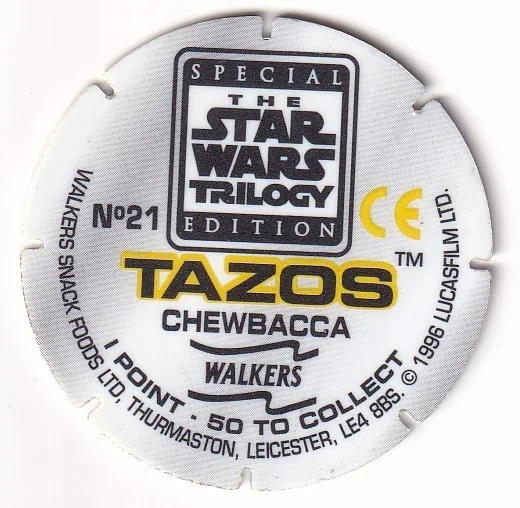 1996 WALKERS - STAR WARS TRILOGY - SINGLE TAZO No 21 CHEWBACCA, image 2